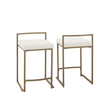 Load image into Gallery viewer, Harlowe 2Pc Counter Stool Set Creme/ Gold - 2 Stools