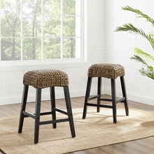 Load image into Gallery viewer, Edgewater 2Pc Backless Counter Stool Set Seagrass/Darkbrown - 2 Stools