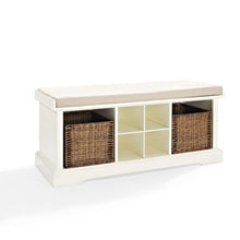 Load image into Gallery viewer, Brennan Storage Bench White/Tan - Bench, 2 Wicker Basekets