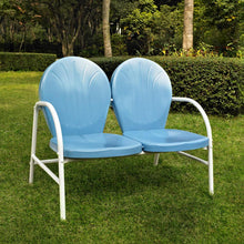 Load image into Gallery viewer, Griffith Outdoor Metal Loveseat Sky Blue Gloss