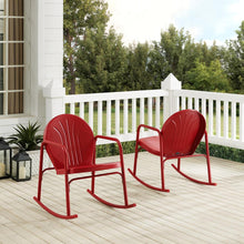 Load image into Gallery viewer, Griffith 2Pc Outdoor Metal Rocking Chair Set Bright Red Gloss - 2 Rocking Chairs
