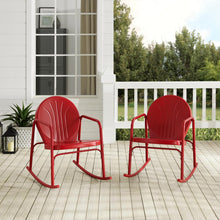 Load image into Gallery viewer, Griffith 2Pc Outdoor Metal Rocking Chair Set Bright Red Gloss - 2 Rocking Chairs