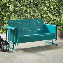 Load image into Gallery viewer, Bates Outdoor Metal Sofa Glider Turquoise
