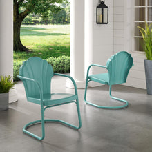 Load image into Gallery viewer, Tulip 2Pc Outdoor Metal Armchair Set Blue - 2 Chairs