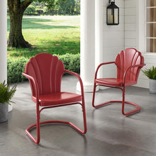 Load image into Gallery viewer, Tulip 2Pc Outdoor Metal Armchair Set Red - 2 Chairs