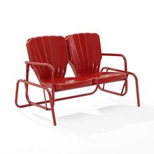 Load image into Gallery viewer, Ridgeland Outdoor Metal Loveseat Glider Bright Red Gloss