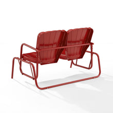 Load image into Gallery viewer, Ridgeland Outdoor Metal Loveseat Glider Bright Red Gloss