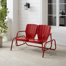 Load image into Gallery viewer, Ridgeland Outdoor Metal Loveseat Glider Bright Red Gloss