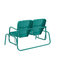 Load image into Gallery viewer, Ridgeland Outdoor Metal Loveseat Glider Turquoise Gloss
