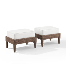 Load image into Gallery viewer, Capella 2Pc Outdoor Wicker Ottoman Set Creme/Brown - 2 Ottomans