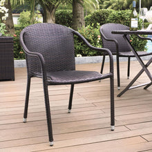 Load image into Gallery viewer, Palm Harbor 4Pc Outdoor Wicker Stackable Chair Set Brown - 4 Stackable Chairs