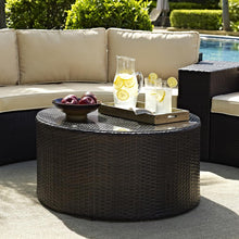 Load image into Gallery viewer, Catalina Outdoor Wicker Round Coffee Table Brown