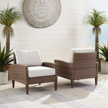 Load image into Gallery viewer, Capella 2Pc Outdoor Wicker Chair Set Creme/Brown - 2 Armchairs