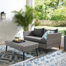Load image into Gallery viewer, Richland 2Pc Outdoor Wicker Conversation Set Charcoal/Gray - Loveseat & Coffee Table