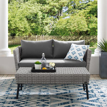 Load image into Gallery viewer, Richland 2Pc Outdoor Wicker Conversation Set Charcoal/Gray - Loveseat & Coffee Table
