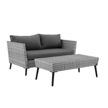 Load image into Gallery viewer, Richland 2Pc Outdoor Wicker Conversation Set Charcoal/Gray - Loveseat & Coffee Table