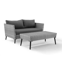 Load image into Gallery viewer, Richland 2Pc Outdoor Wicker Conversation Set Charcoal/Gray - Loveseat & Coffee Table