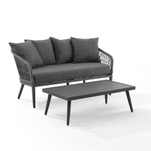 Load image into Gallery viewer, Dover 2Pc Outdoor Rope Conversation Set Charcoal/Matte Black - Loveseat & Coffee Table