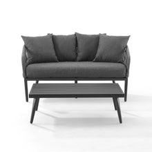 Load image into Gallery viewer, Dover 2Pc Outdoor Rope Conversation Set Charcoal/Matte Black - Loveseat & Coffee Table