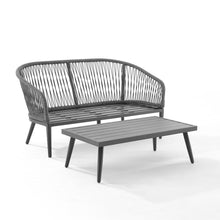 Load image into Gallery viewer, Dover 2Pc Outdoor Rope Conversation Set Charcoal/Matte Black - Loveseat & Coffee Table