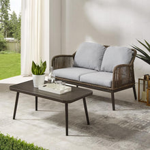 Load image into Gallery viewer, Haven 2Pc Outdoor Wicker Conversation Set Light Gray/Light Brown - Loveseat & Coffee Table