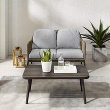 Load image into Gallery viewer, Haven 2Pc Outdoor Wicker Conversation Set Light Gray/Light Brown - Loveseat & Coffee Table