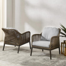 Load image into Gallery viewer, Haven 2Pc Outdoor Wicker Armchair Set Light Gray/Light Brown - 2 Armchairs