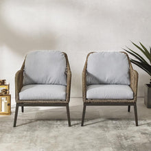 Load image into Gallery viewer, Haven 2Pc Outdoor Wicker Armchair Set Light Gray/Light Brown - 2 Armchairs