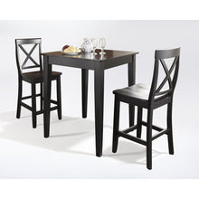 Load image into Gallery viewer, 3Pc Pub Dining Set W/X-Back Stools Black - Pub Table & 2 Counter Stools