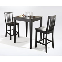 Load image into Gallery viewer, 3Pc Pub Dining Set W/School House Stools Black - Pub Table & 2 Counter Stools