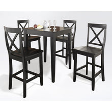 Load image into Gallery viewer, 5Pc Pub Dining Set W/X-Back Stools Black - Pub Table & 4 Counter Stools