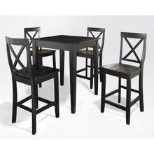 Load image into Gallery viewer, 5Pc Pub Dining Set W/X-Back Stools Black - Pub Table & 4 Counter Stools