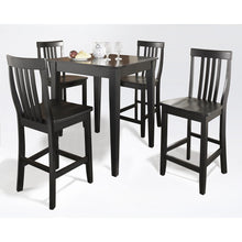 Load image into Gallery viewer, 5Pc Pub Dining Set W/School House Stools Black - Pub Table & 4 Counter Stools