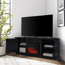 Load image into Gallery viewer, Camden 58" Corner Tv Stand W/Fireplace Black