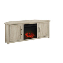 Load image into Gallery viewer, Camden 58" Corner Tv Stand W/Fireplace Frosted Oak