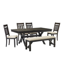 Load image into Gallery viewer, Hayden 6Pc Dining Set Slate - Table, Bench & 4 Slat Back Chairs