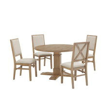 Load image into Gallery viewer, Joanna 5Pc Round Dining Set Rustic Brown /Creme - Round Table & 4 Upholstered Back Chairs
