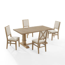 Load image into Gallery viewer, Joanna 5Pc Dining Set Rustic Brown /Creme - Table & 4 Upholstered Back Chairs