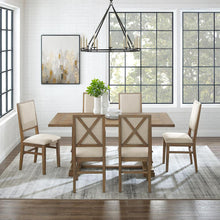 Load image into Gallery viewer, Joanna 7Pc Dining Set Rustic Brown /Creme - Table & 6 Upholstered Back Chairs