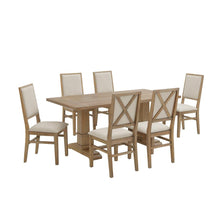 Load image into Gallery viewer, Joanna 7Pc Dining Set Rustic Brown /Creme - Table & 6 Upholstered Back Chairs