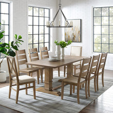 Load image into Gallery viewer, Joanna 9Pc Dining Set Rustic Brown /Creme - Table, 6 Ladder Back Chairs, & 2 Upholstered Back Chairs