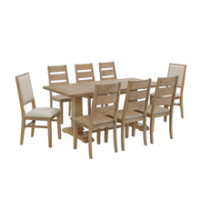 Load image into Gallery viewer, Joanna 9Pc Dining Set Rustic Brown /Creme - Table, 6 Ladder Back Chairs, & 2 Upholstered Back Chairs