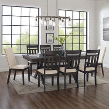 Load image into Gallery viewer, Hayden 9Pc Dining Set Slate/Cream - Table, 6 Slat Back Chairs, & 2 Upholstered Chairs