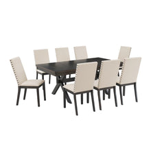 Load image into Gallery viewer, Hayden 9Pc Dining Set Slate/Cream - Table & 8 Upholstered Chairs