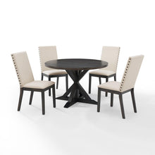 Load image into Gallery viewer, Hayden 5Pc Round Dining Set Slate/Cream - Table & 4 Upholstered Chairs