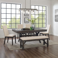Load image into Gallery viewer, Hayden 6Pc Dining Set Slate/Cream - Table, Bench, & 4 Upholstered Chairs