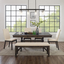 Load image into Gallery viewer, Hayden 6Pc Dining Set Slate/Cream - Table, Bench, & 4 Upholstered Chairs