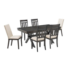 Load image into Gallery viewer, Hayden 7Pc Dining Set Slate/Cream - Table, 4 Slat Back Chairs, & 2 Upholstered Chairs