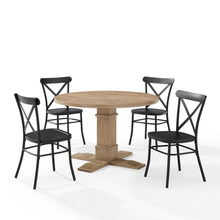 Load image into Gallery viewer, Joanna 5Pc Round Dining Set W/Camille Chairs Matte Black/ Rustic Brown - Table & 4 Chairs