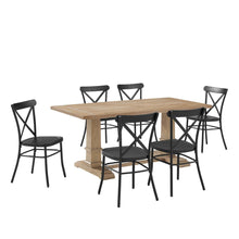 Load image into Gallery viewer, Joanna 7Pc Dining Set W/Camille Chairs Matte Black/ Rustic Brown - Table & 6 Chairs